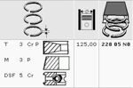 Кольца поршневые MAN D2566 d125.0 STD 3-3-5 на 1 цил Mahle 22805N0